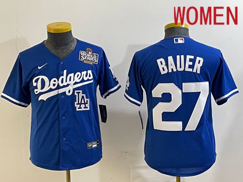 Women Los Angeles Dodgers 27 Bauer Blue Game 2024 Nike MLB Jersey style 6